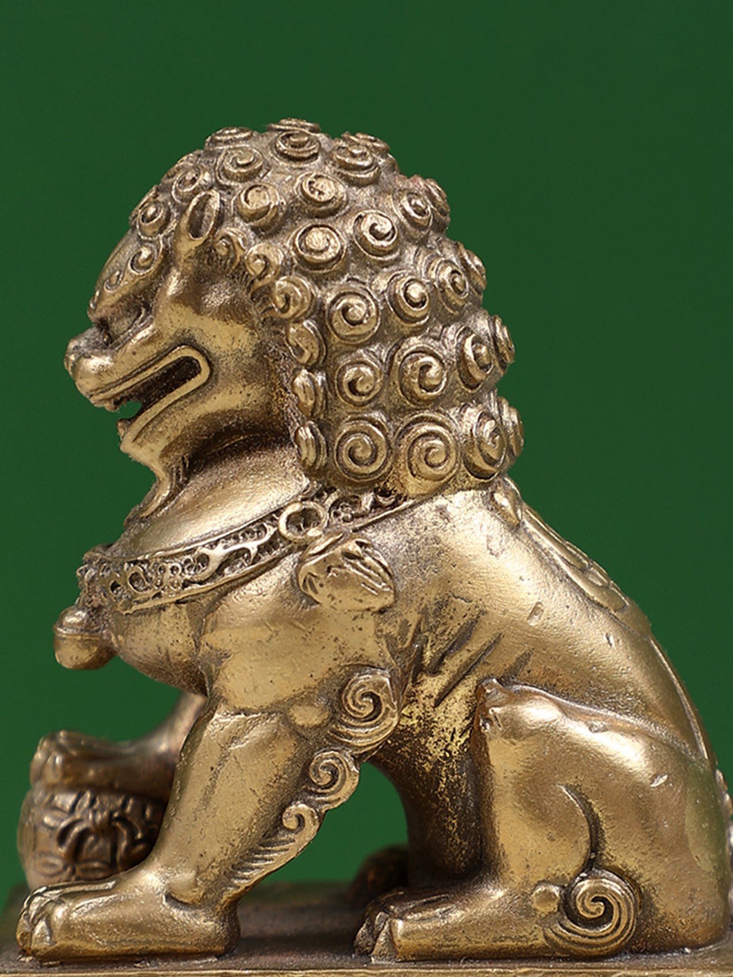 4" Small Bronze Chinese Guardian Lion Statue | Handmade Idol | Bronze Decor Statue