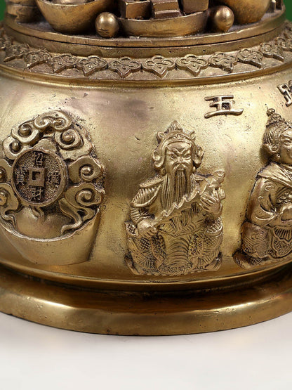 6" Bronze Feng Shui Wealth Pot (Superfine) In Bronze | Handmade Sculpture | Decorative Item