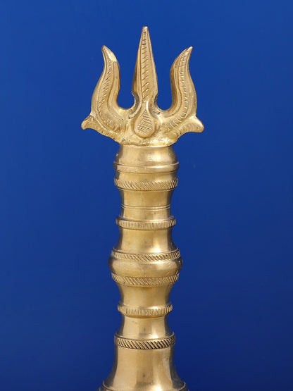 7" Brass Trishul (Trident) Ritual Handheld Bell | Handmade