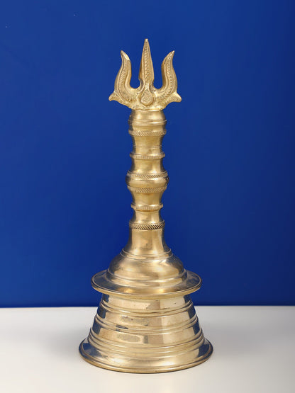 7" Brass Trishul (Trident) Ritual Handheld Bell | Handmade