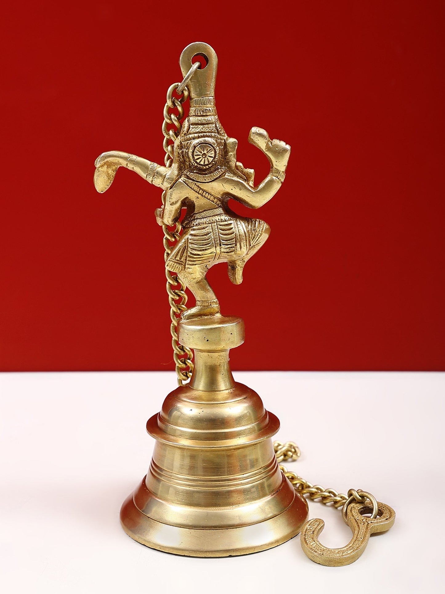 9" Brass Dancing Ganesha Hanging Bell | Handmade