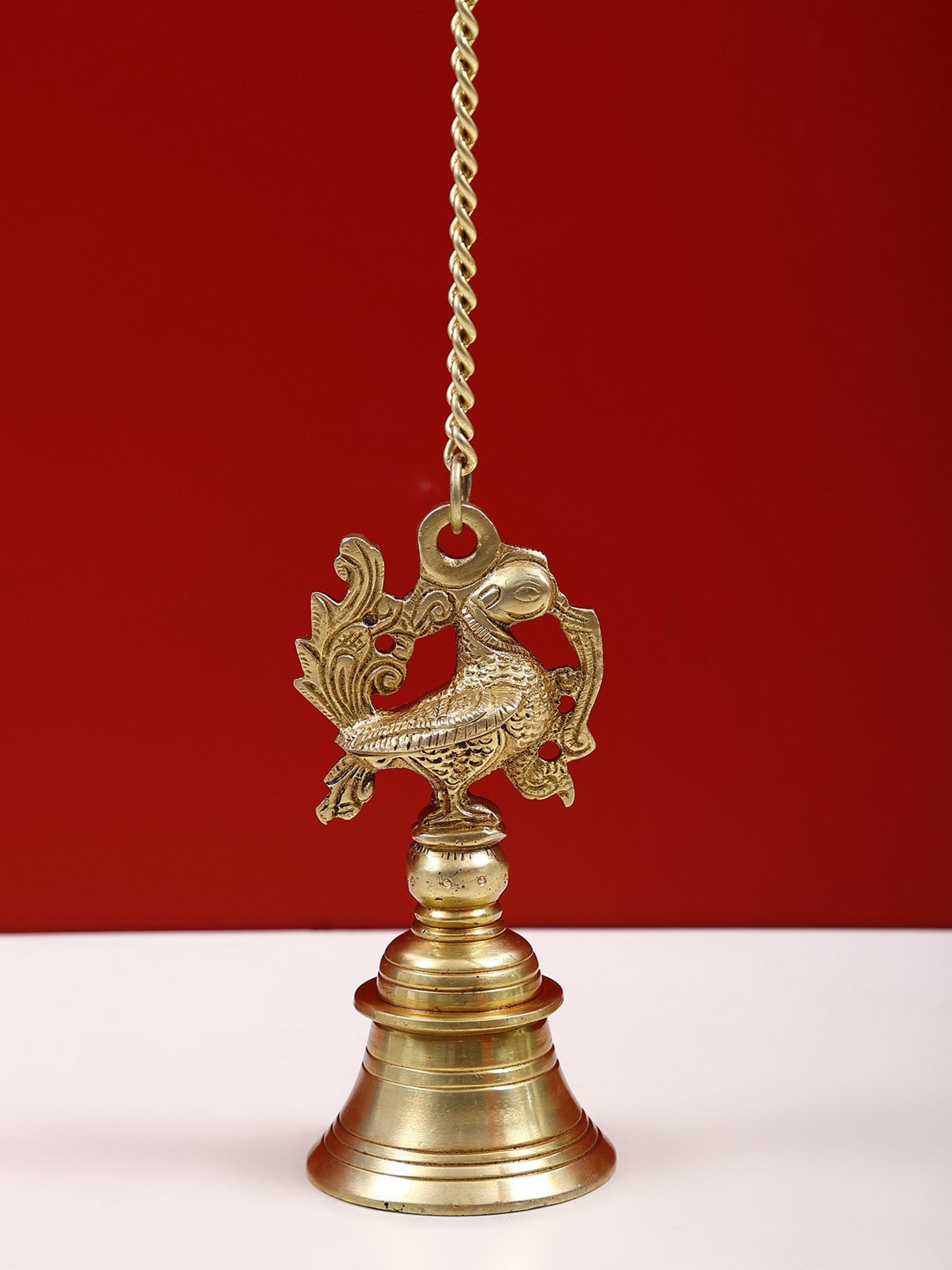 6” Small Peacock Hanging Bell in Brass | Handmade