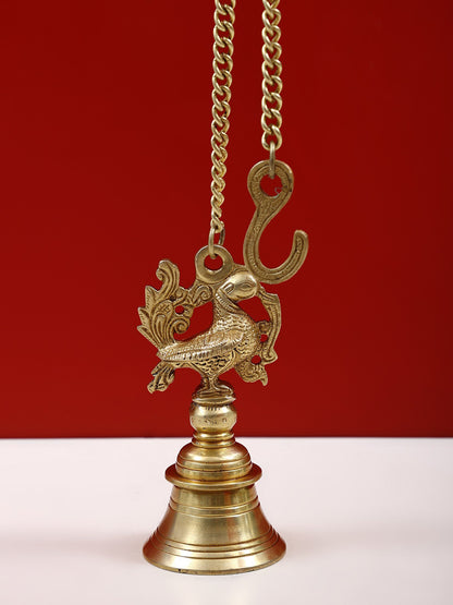 6” Small Peacock Hanging Bell in Brass | Handmade