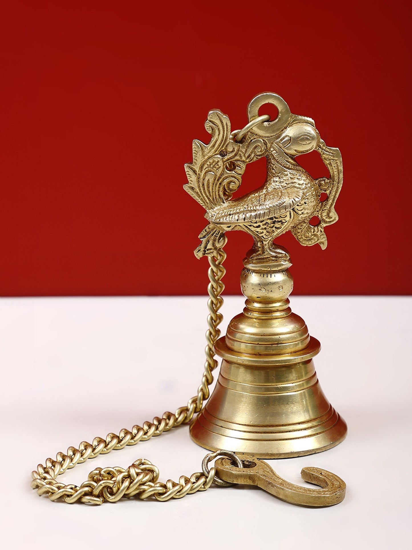 6” Small Peacock Hanging Bell in Brass | Handmade