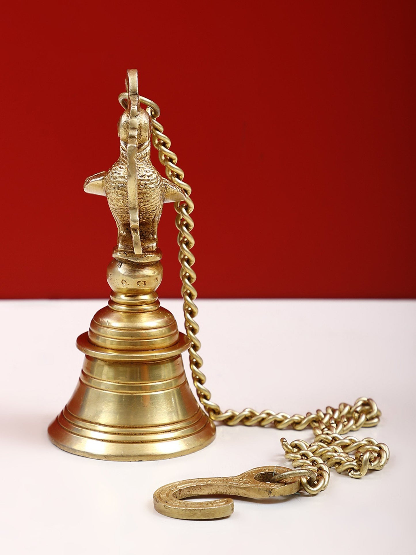 6” Small Peacock Hanging Bell in Brass | Handmade