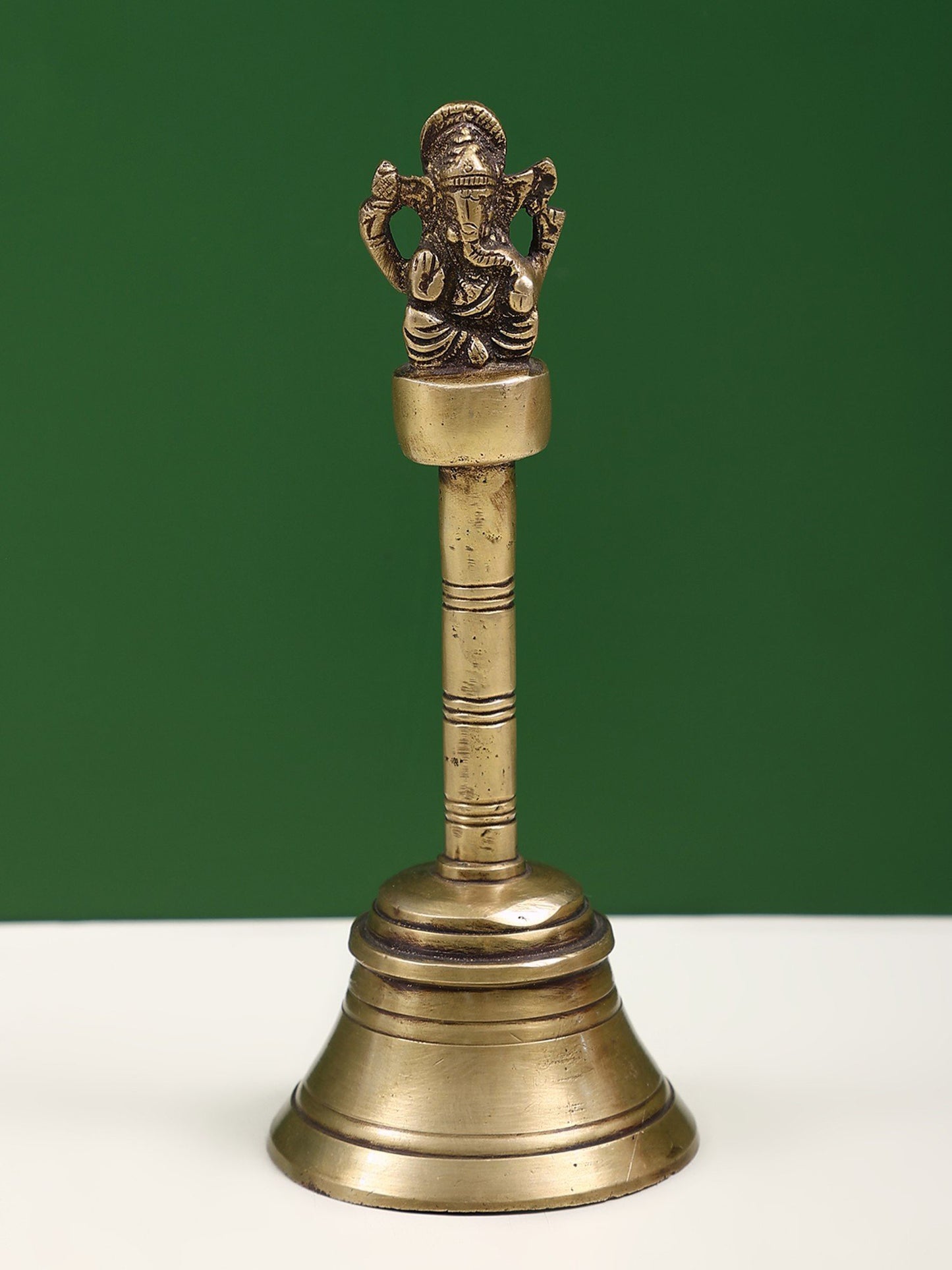 7" Brass Ganesha Handheld Bell | Handmade