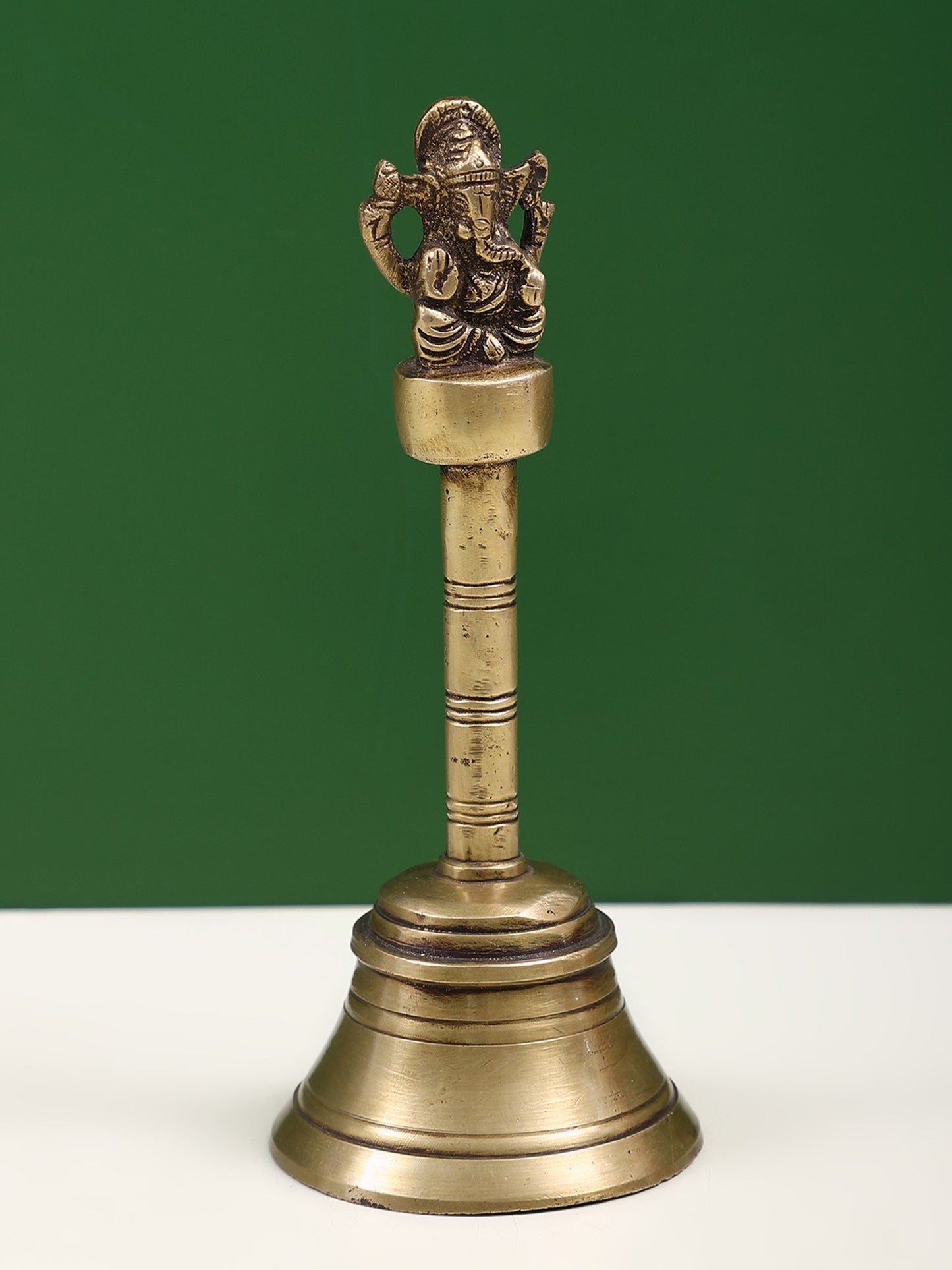 7" Brass Ganesha Handheld Bell | Handmade