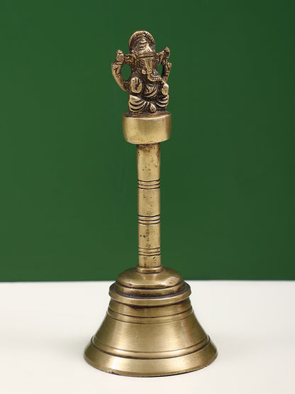 7" Brass Ganesha Handheld Bell | Handmade