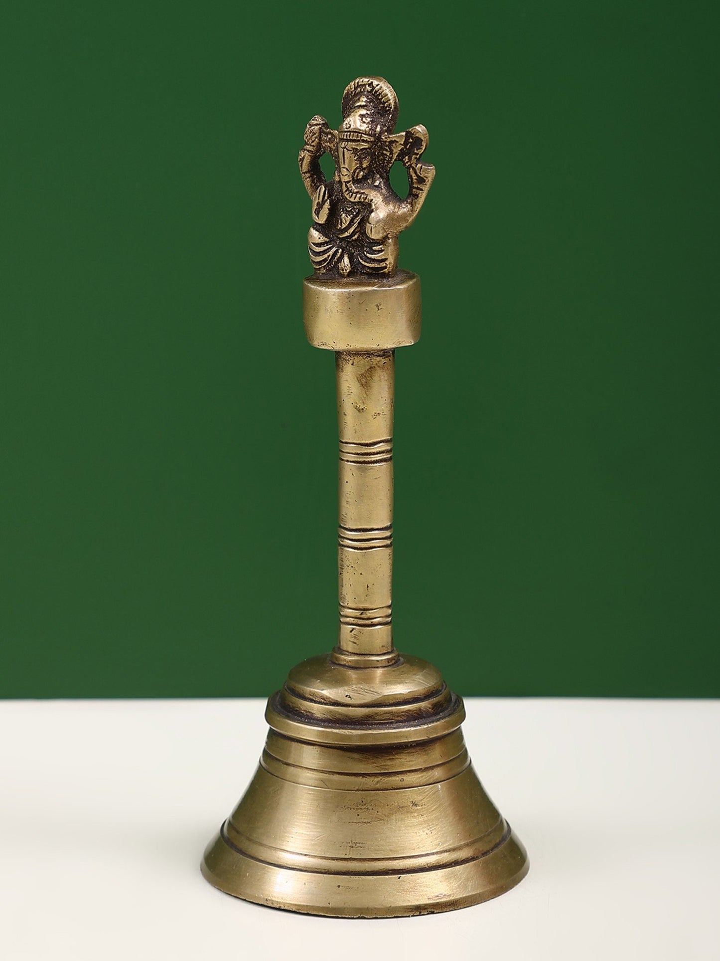 7" Brass Ganesha Handheld Bell | Handmade