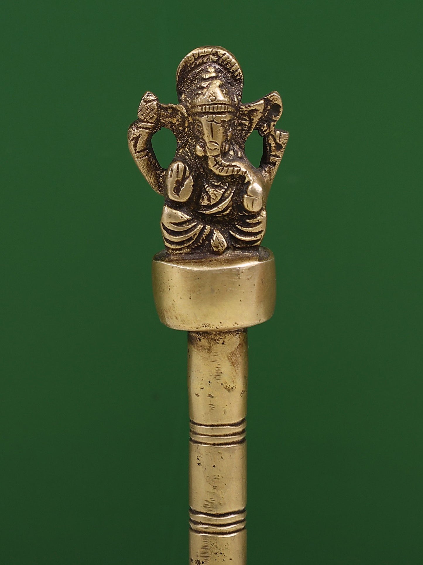 7" Brass Ganesha Handheld Bell | Handmade