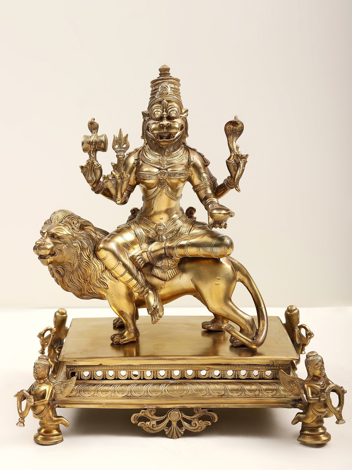 15" Bronze Superfine Pratyangira Devi (Atharvana Bhadrakali) | Hoysala Art | Handmade Goddess Statue