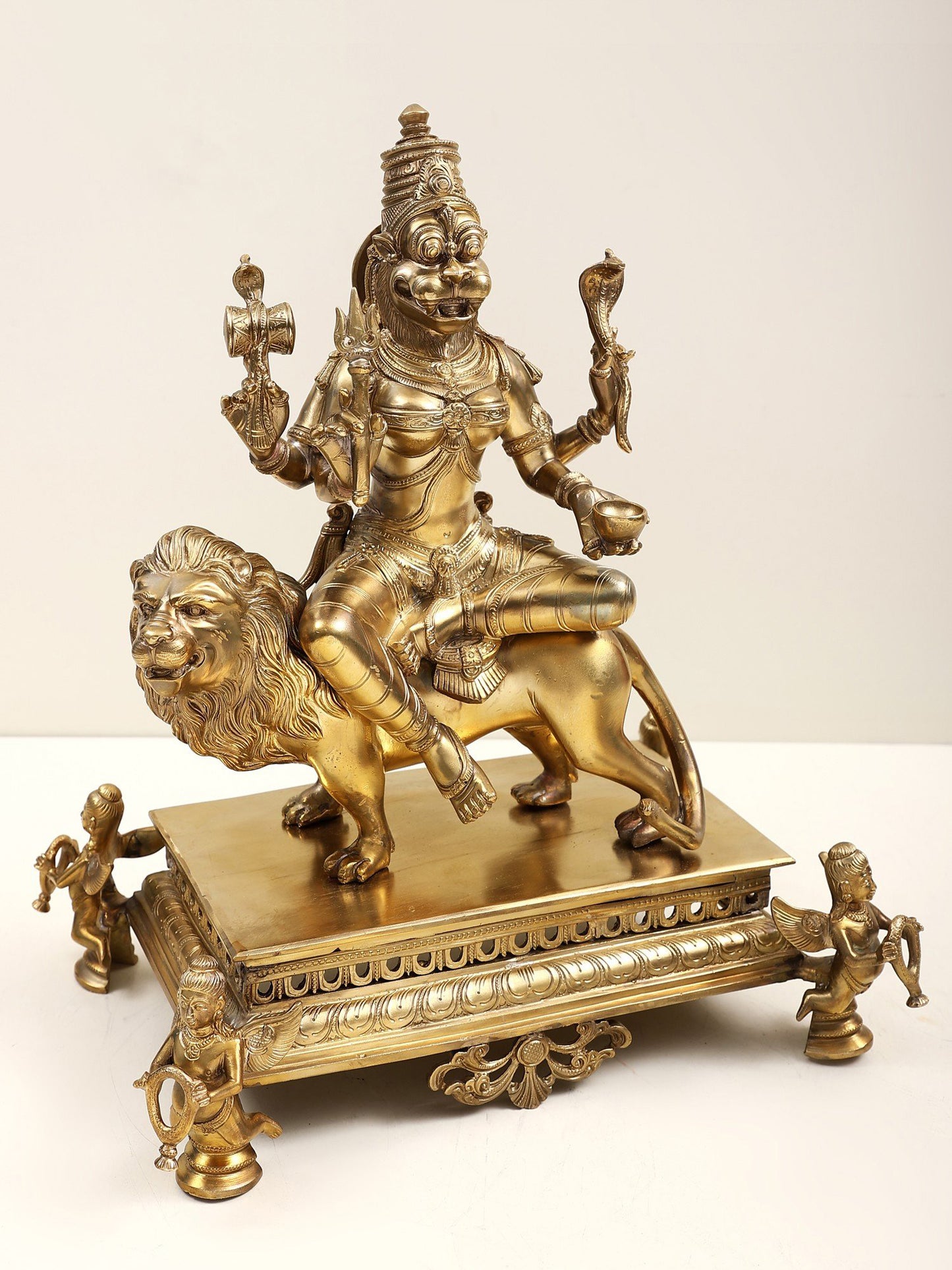 15" Bronze Superfine Pratyangira Devi (Atharvana Bhadrakali) | Hoysala Art | Handmade Goddess Statue