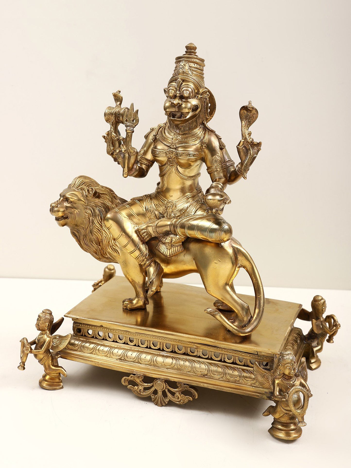 15" Bronze Superfine Pratyangira Devi (Atharvana Bhadrakali) | Hoysala Art | Handmade Goddess Statue