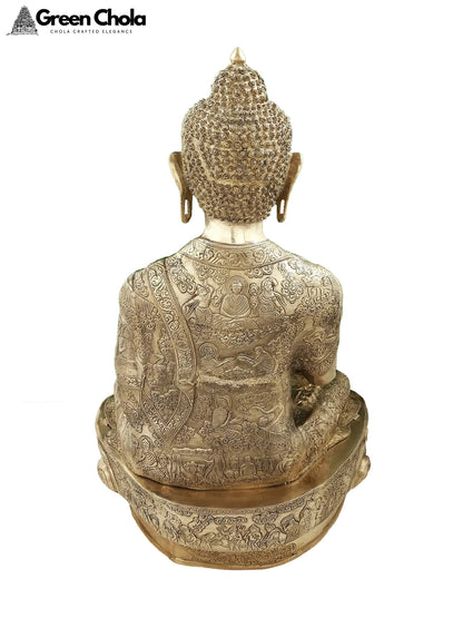 33-Inch Superfine Large Buddha Brass Idol in Bhumisparsha Mudra