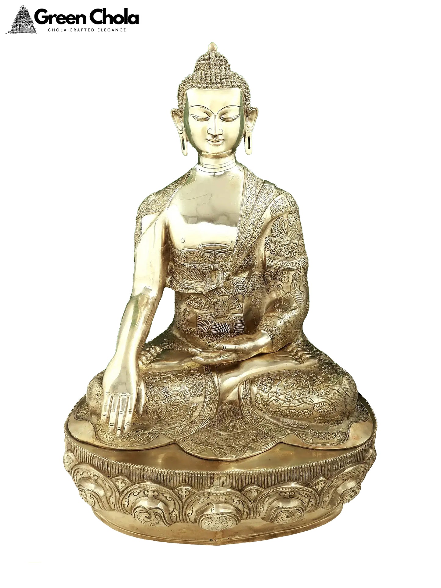 33-Inch Superfine Large Buddha Brass Idol in Bhumisparsha Mudra