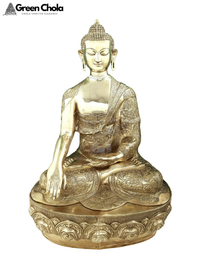 33-Inch Superfine Large Buddha Brass Idol in Bhumisparsha Mudra