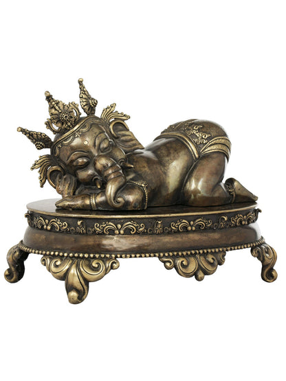 Baala Ganesha Idol on an Ornate Pedestal | Nepalese Copper Statue