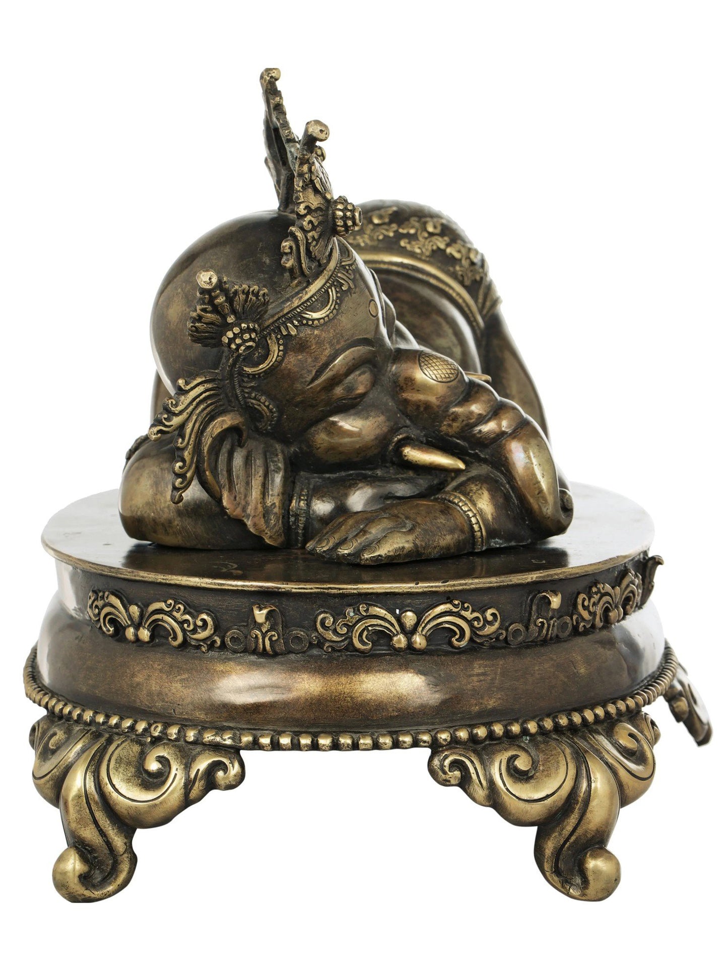 Baala Ganesha Idol on an Ornate Pedestal | Nepalese Copper Statue