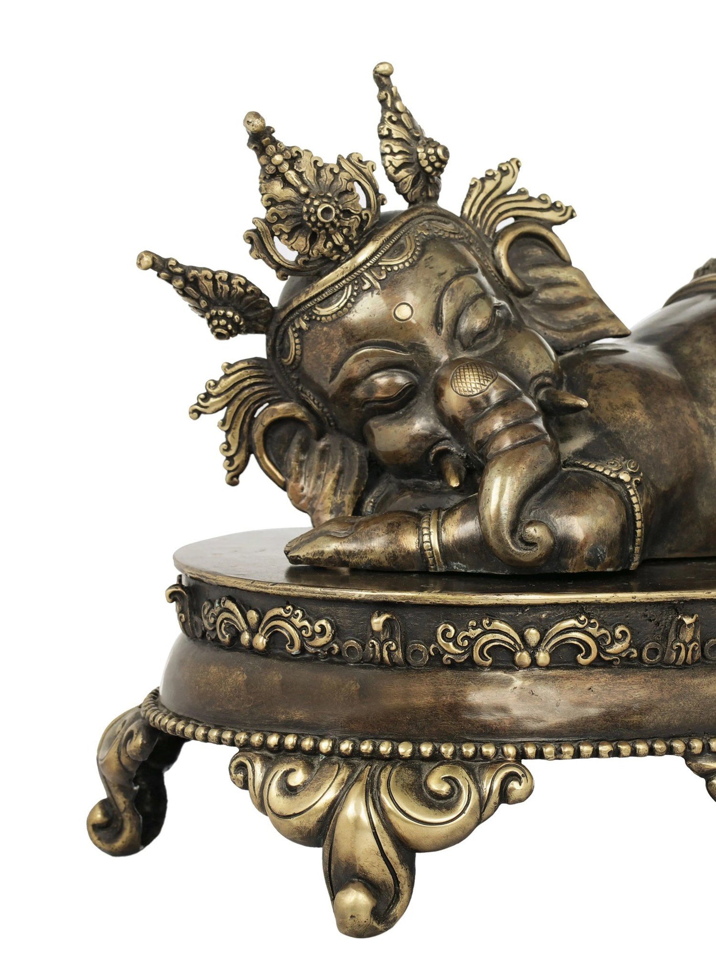 Baala Ganesha Idol on an Ornate Pedestal | Nepalese Copper Statue