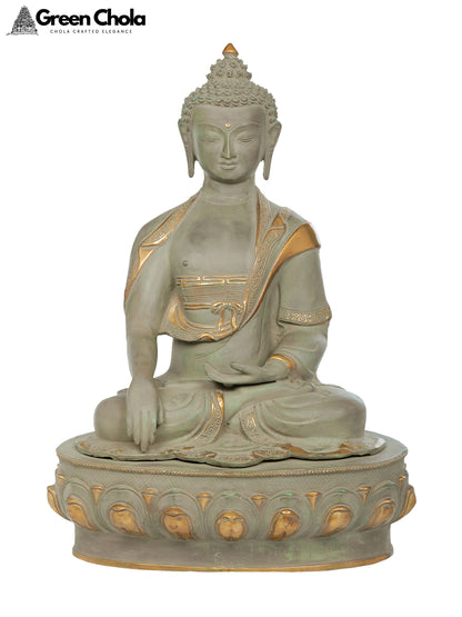 21-inch Tibetan Buddhist Deity Buddha Brass Statue in Earth Touching Gesture