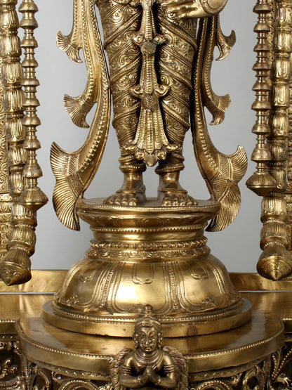 40" Graciously Adorned, Larger-Than-Life Lord Vishnu | Handmade Lord Vishnu Idol | Bronze Statue