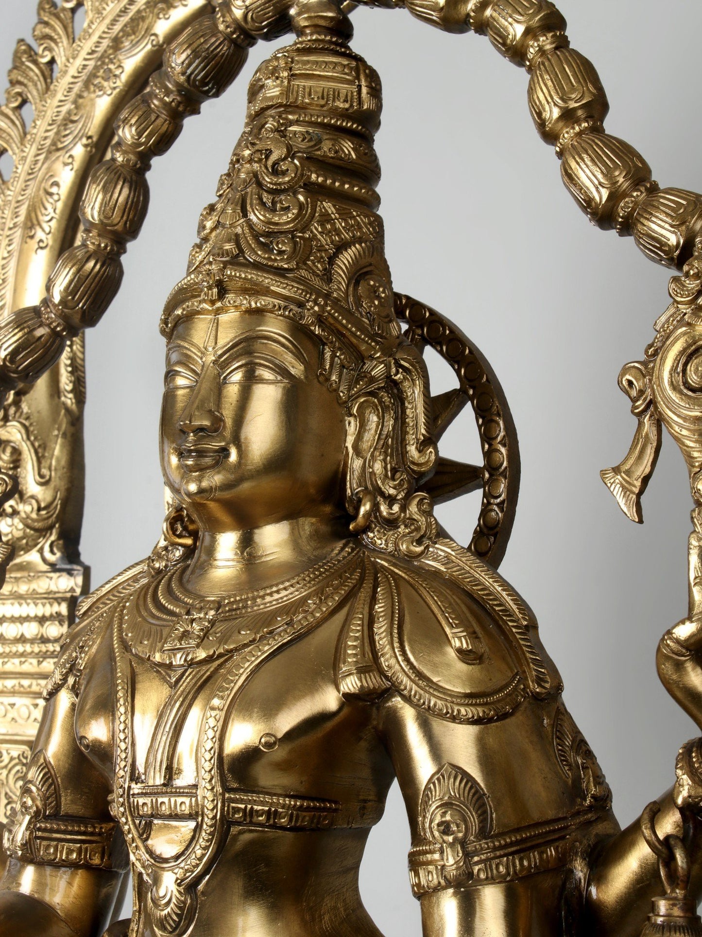 40" Graciously Adorned, Larger-Than-Life Lord Vishnu | Handmade Lord Vishnu Idol | Bronze Statue