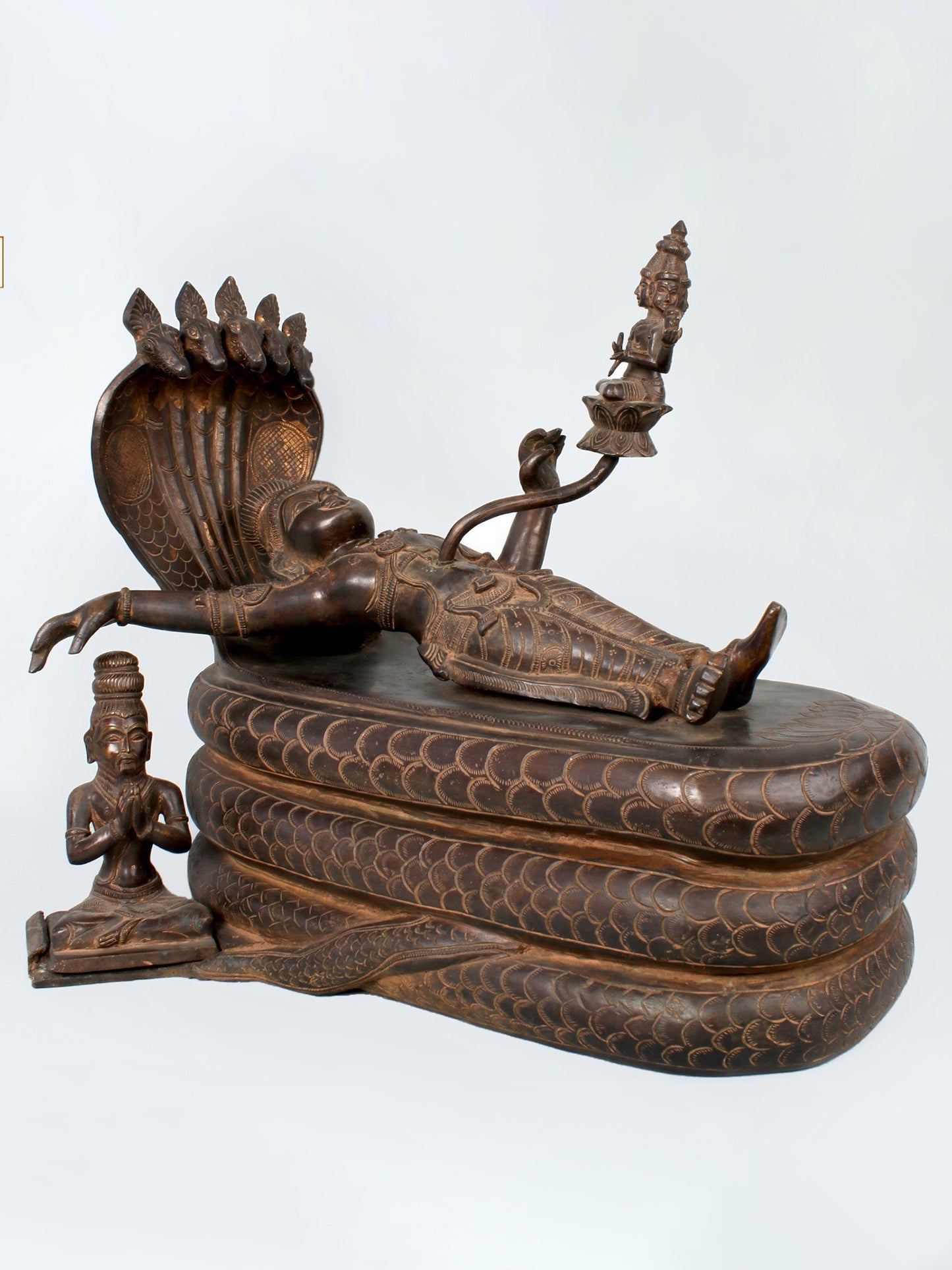 19" Sheshashayi Vishnu, And The Birth Of Lord Brahma | Handmade Idol | Bronze Statue