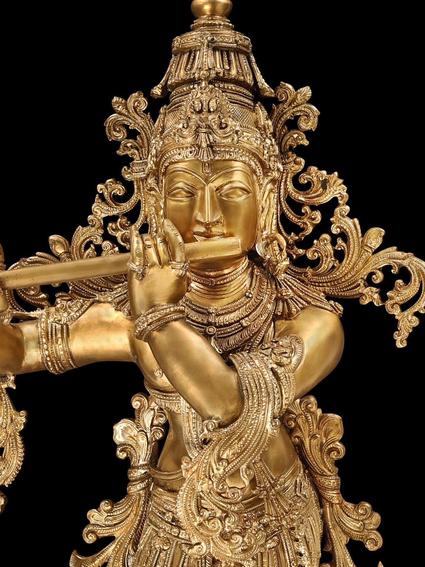 42" Superfine Lord Krishna, Contained In A Network Of Vines | Handmade Bronze Statue