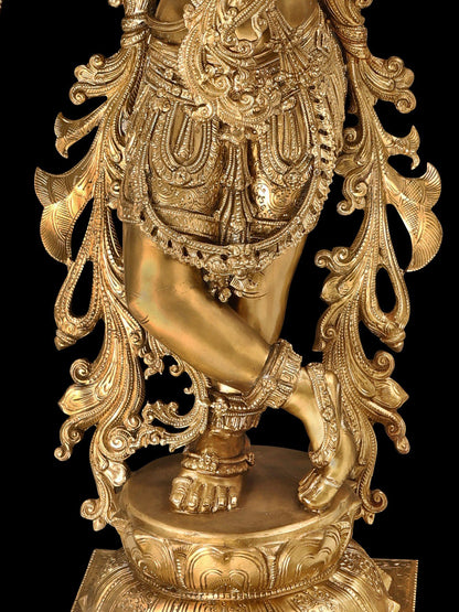 42" Superfine Lord Krishna, Contained In A Network Of Vines | Handmade Bronze Statue