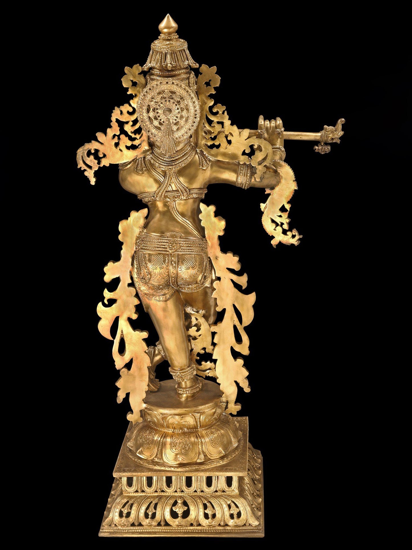 42" Superfine Lord Krishna, Contained In A Network Of Vines | Handmade Bronze Statue