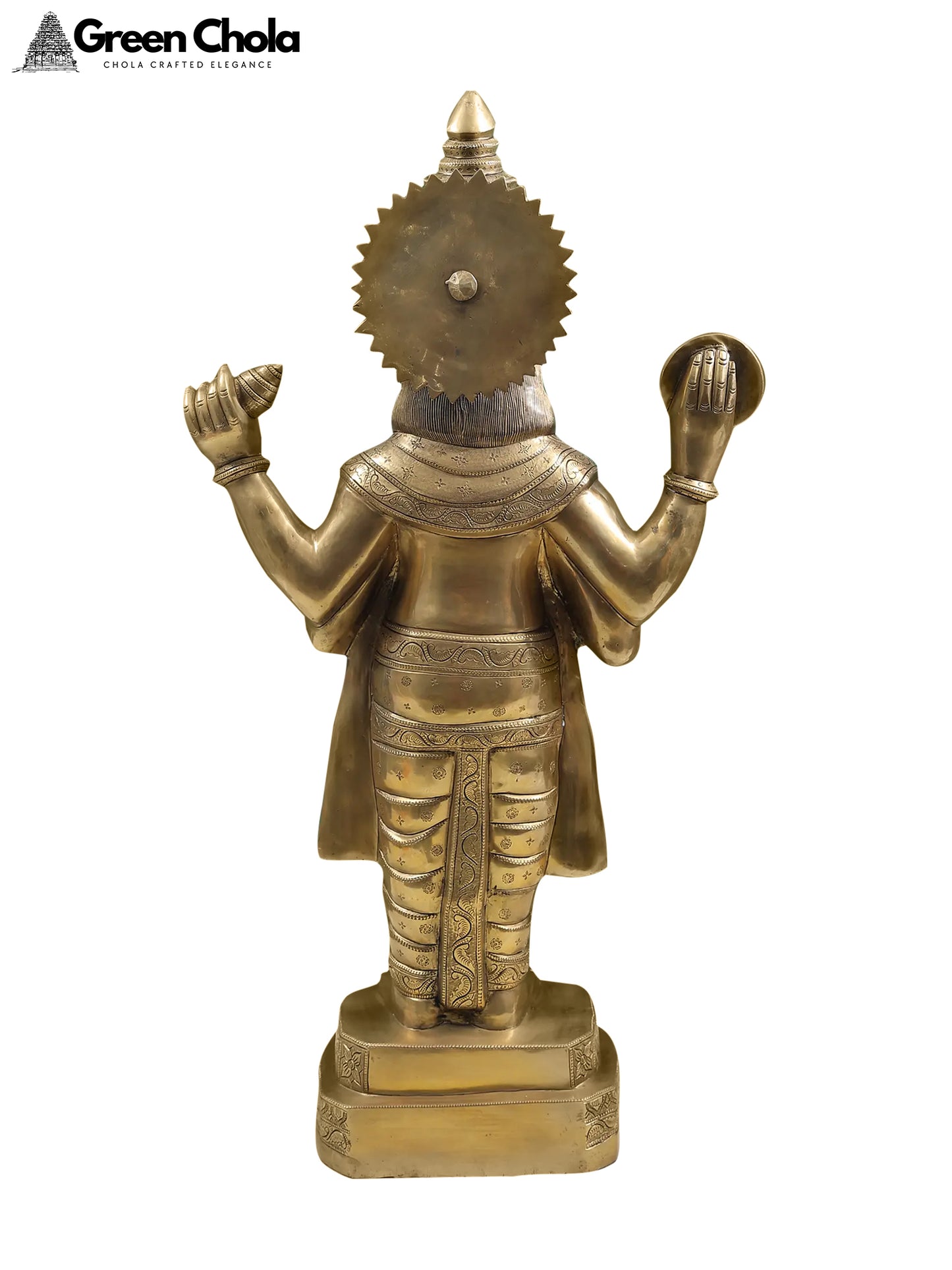 34-inch Large Dhanvantari Brass Statue - Artisan Crafted Idol