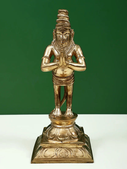 9" South Indian Saint With A Tail | Handmade Idol | Panchaloha Bronze From Statue Swamimalai