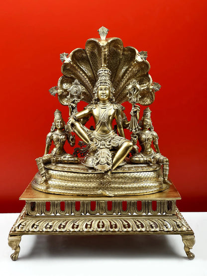 26" Sheshanaga Aureole Of Seated Lord Vishnu | Handmade Idol  | Statue For Temple | Made In South India