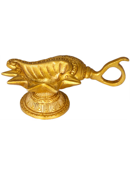 5" Conch Shaped Diya In Brass | Handmade Diya | Brass Ritual Diya | Made In India