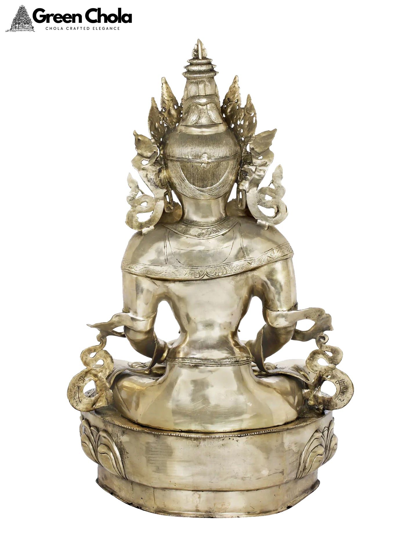 37-Inch Large Amitabha Buddha Idol with Vase of Immortality | Tibetan Buddhist Brass Statue