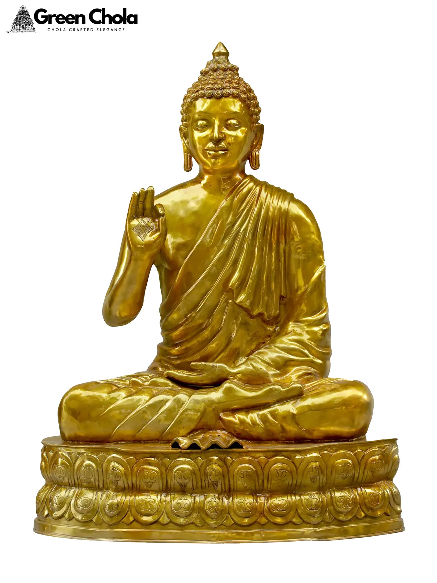 56-Inch Large Lord Buddha Idol Seated on Double Lotus Seat