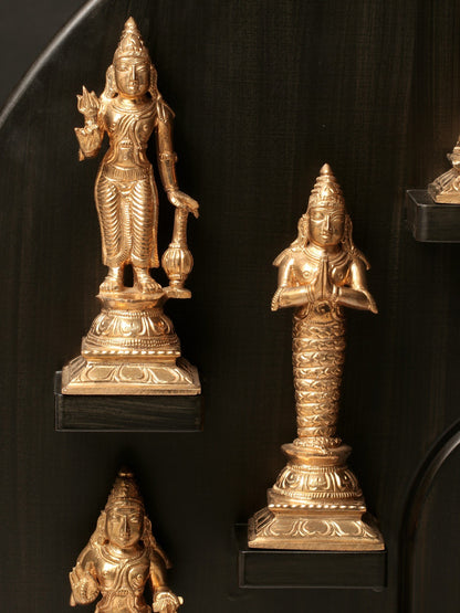 6" Small Navagrahas: Nine Planetary Gods - Surya, Chandra, Mangal, Budha, Brihaspati, Shukra, Shani, Rahu And Ketu | Handmade Bronze Idol