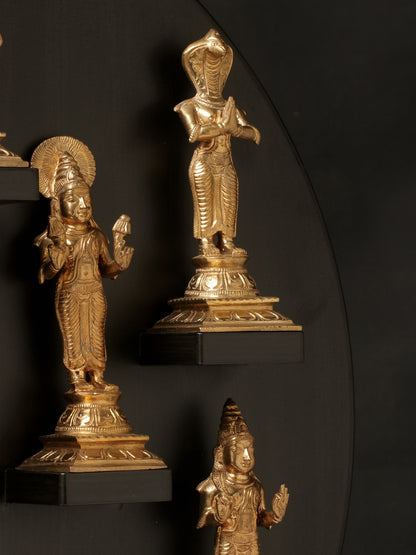 6" Small Navagrahas: Nine Planetary Gods - Surya, Chandra, Mangal, Budha, Brihaspati, Shukra, Shani, Rahu And Ketu | Handmade Bronze Idol