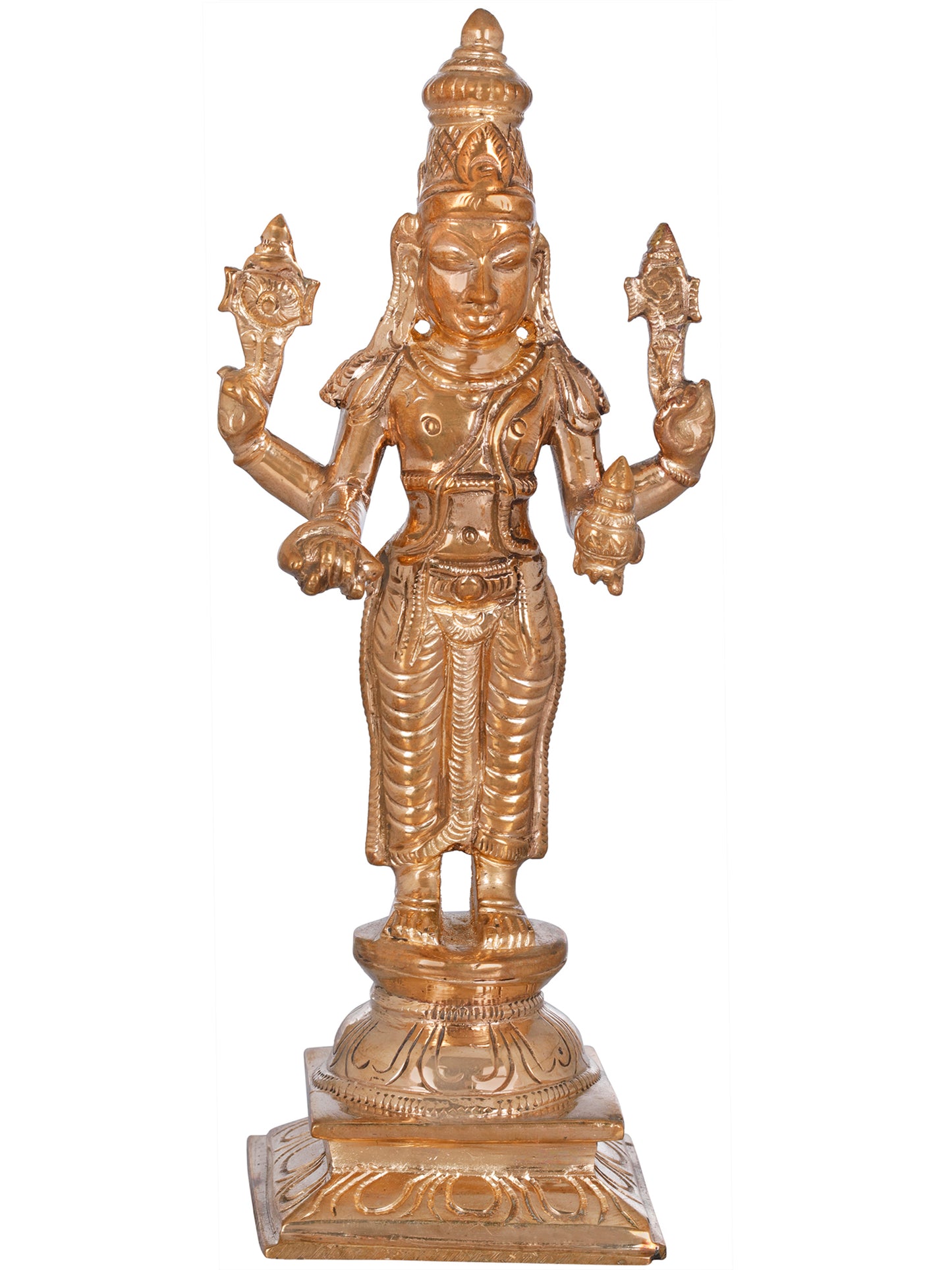 6" Bhagawan Vishnu As Dhanvantari - The Physician Of The Gods | Handmade  Bronze Statue From Swamimalai