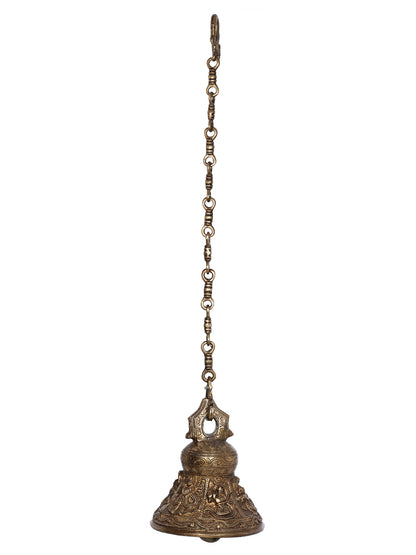 7" Shri Krishna Lila Ceiling Bell in Brass | Handmade | Made in India