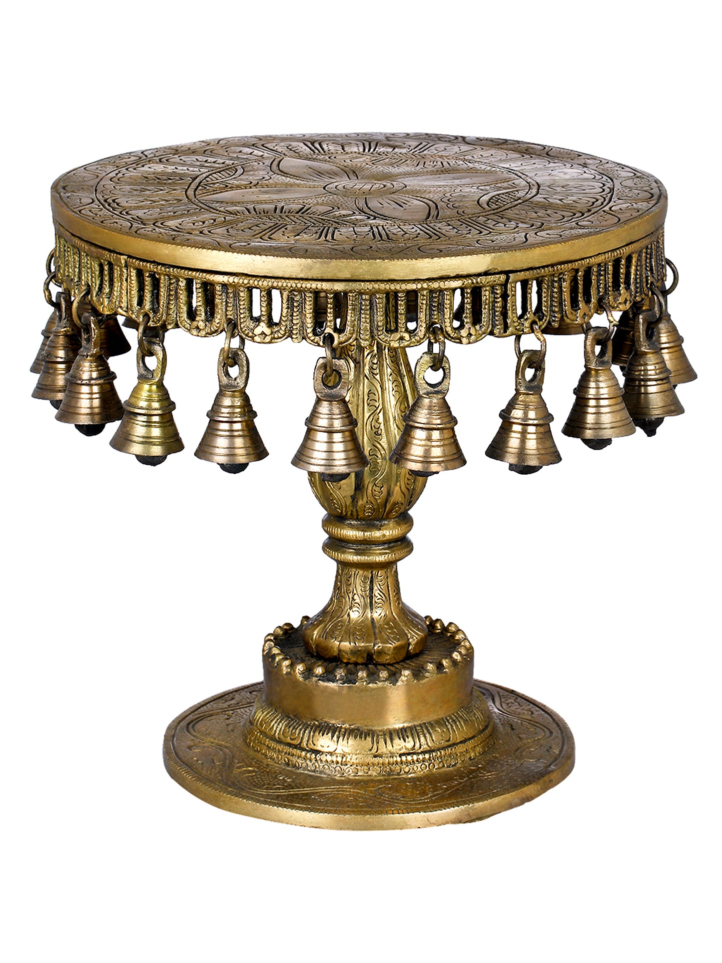 Ritual Chowki (Pedestal) with Bells | Handmade