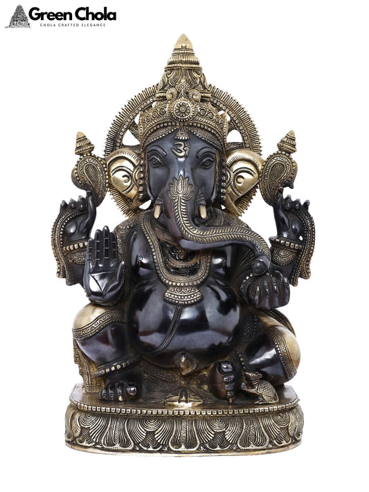 19-inch Superfine Blessing Surya Ganesha Brass Statue