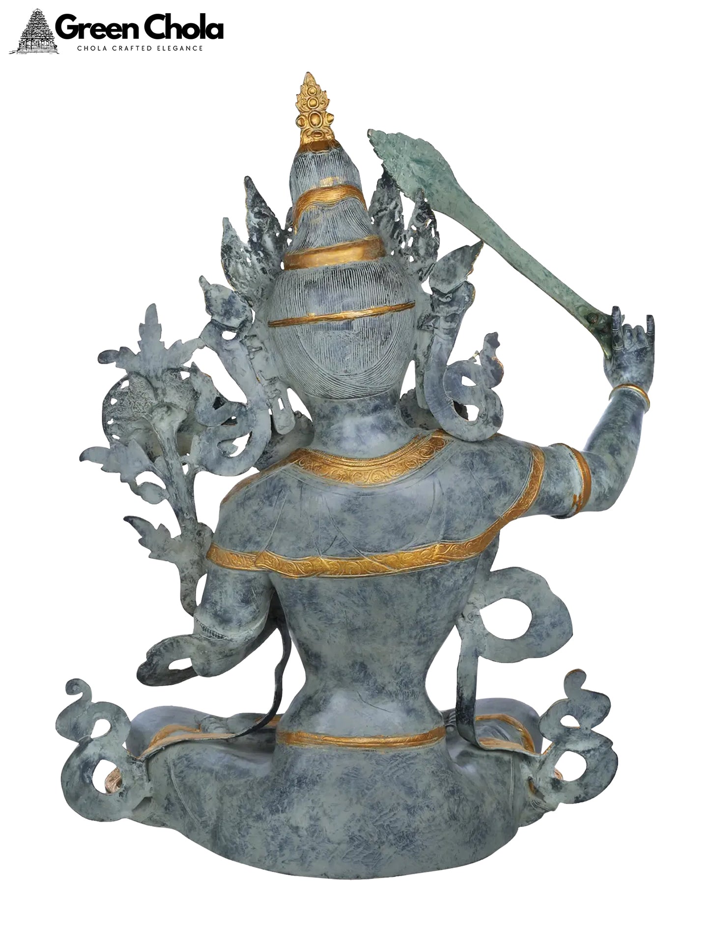 31-Inch Bodhisattva Manjushri Brass Statue with Striking Bitone Finish