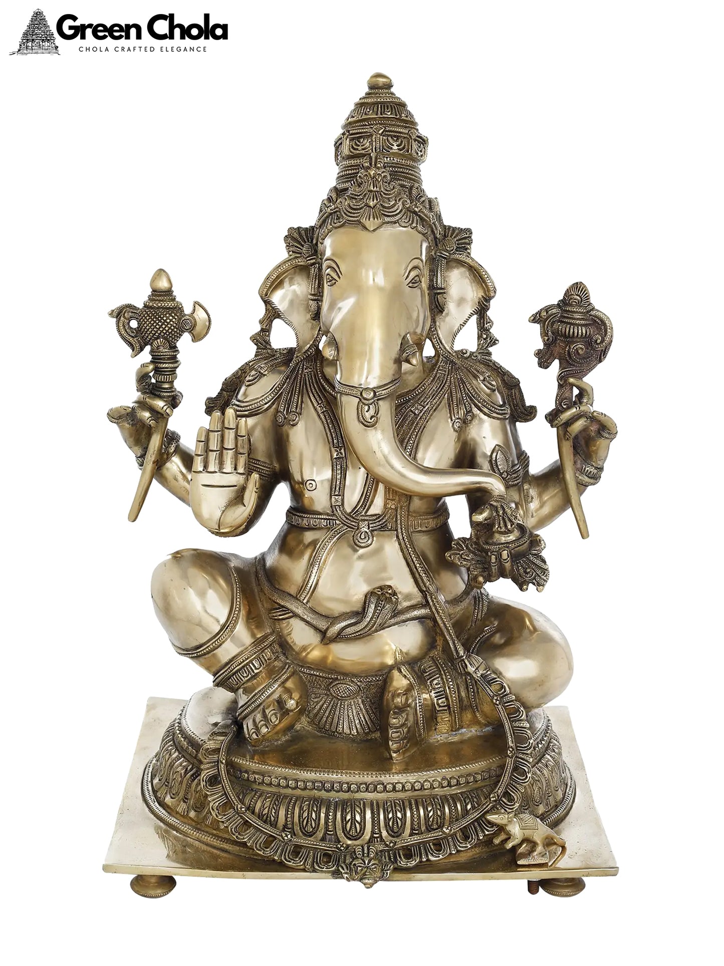 20" Large Superfine Ganesha Brass Statue in Granting Abhaya