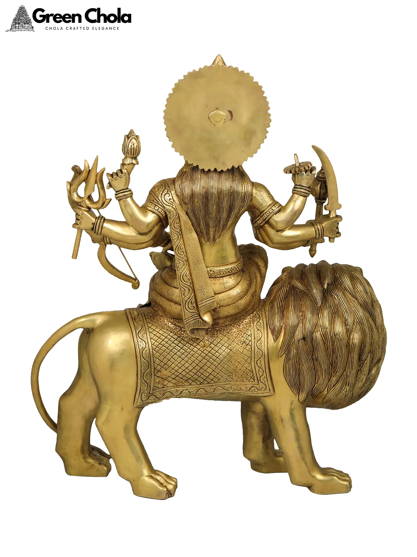 24-inch Finely Crafted Goddess Durga Brass Statue | Handcrafted Indian Sculpture