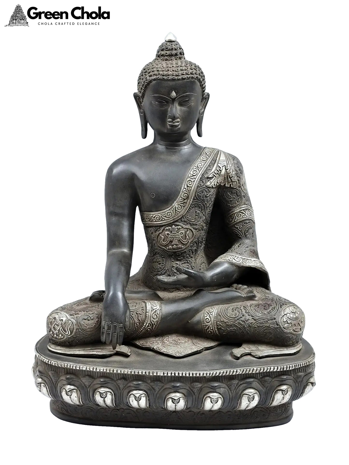 21-inch Handmade Brass Buddha Statue in Bhumisparsha Mudra