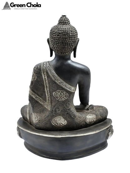 21-inch Handmade Brass Buddha Statue in Bhumisparsha Mudra