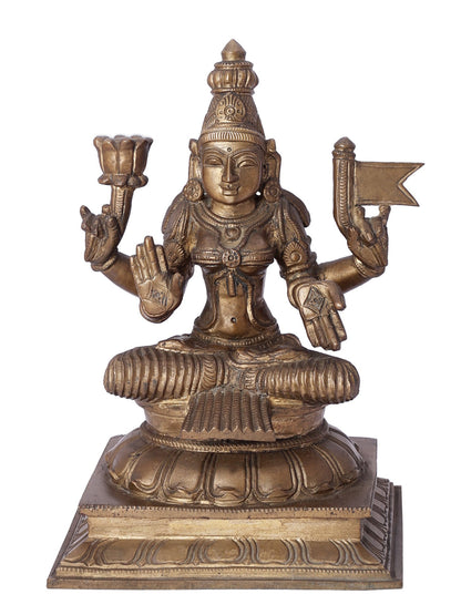 10" Sitting Devi Lakshmi Bronze Statue | Handmade Idol | Panchaloha Bronze Statue From Swamimalai