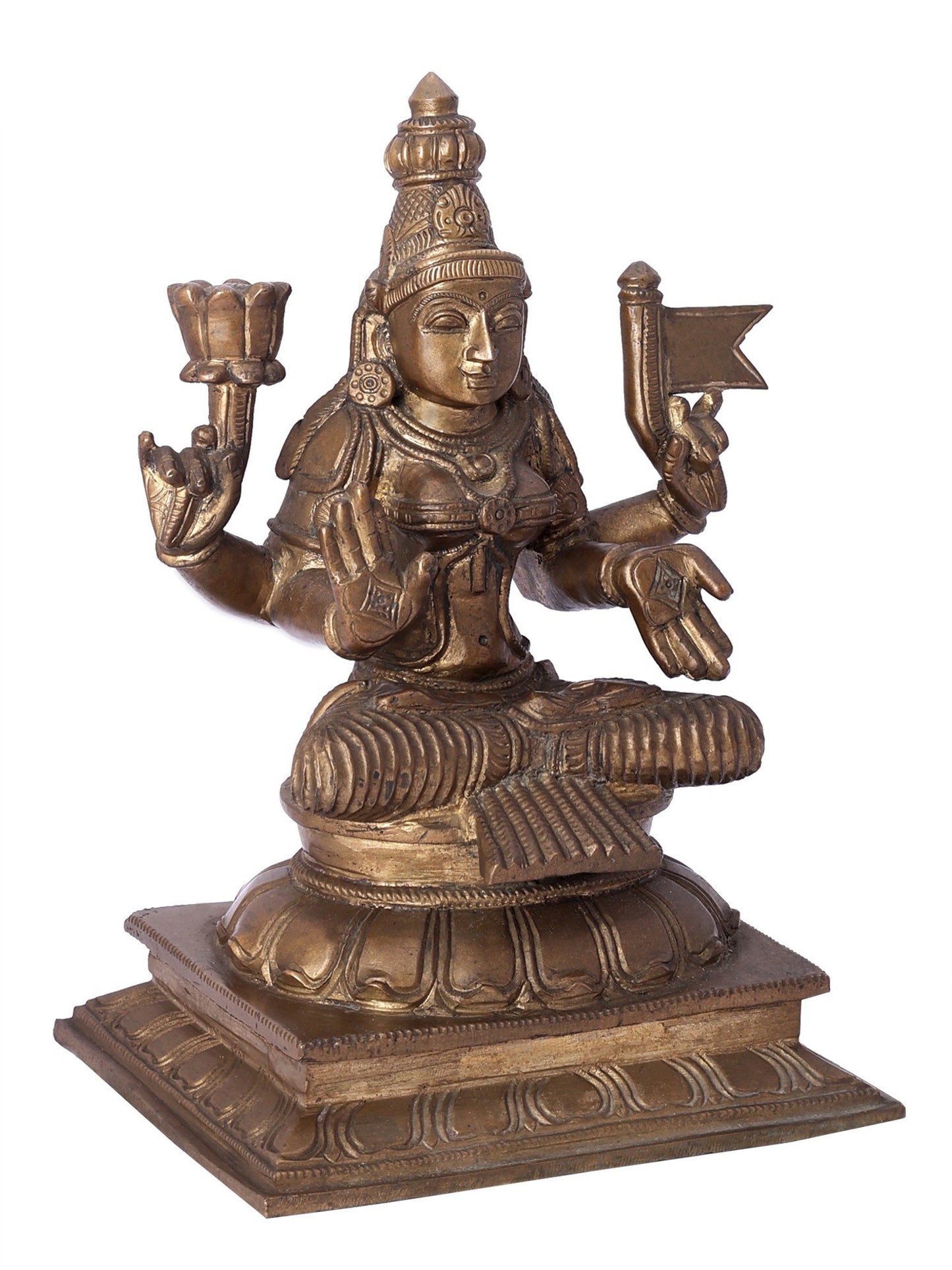 10" Sitting Devi Lakshmi Bronze Statue | Handmade Idol | Panchaloha Bronze Statue From Swamimalai