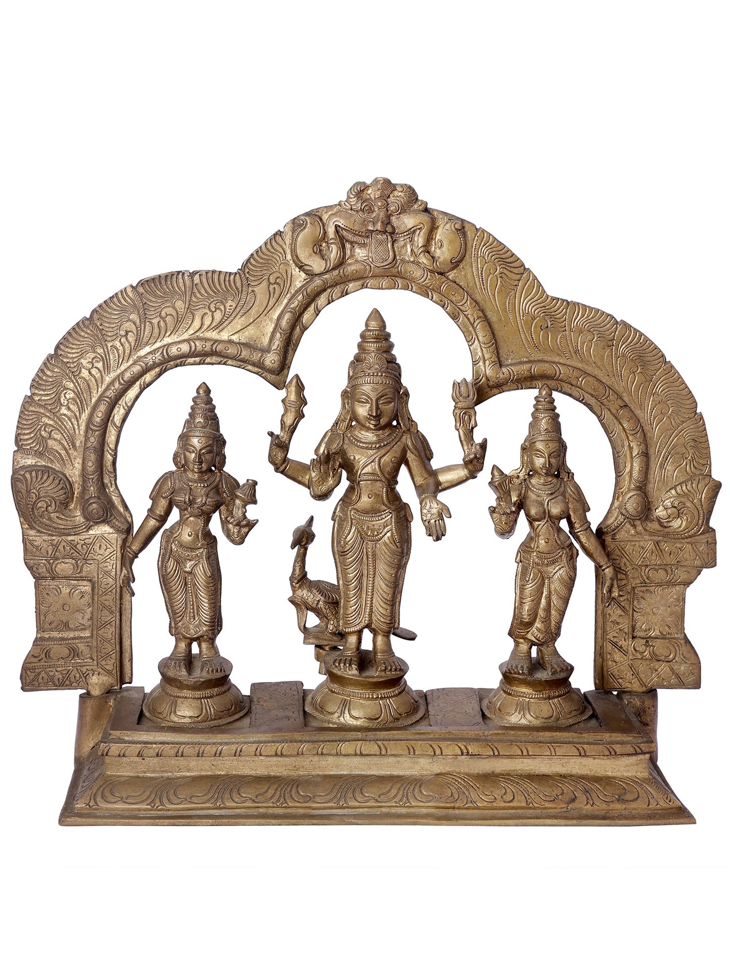 13" Karttikeya With Devasena And Valli (Murugan) Bronze Set | Handmade Idol | Bronze Statue  For Temple